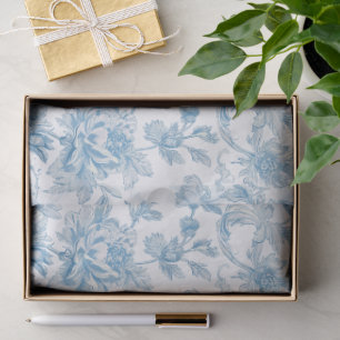 Toile-de-jouy Chinoiseries Blue Floral Pattern Tissue Paper
