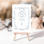 Toile de Jouy elegant vintage frame baby shower Table Number<br><div class="desc">Toile de Jouy elegant vintage frame baby shower Table Number
Matching items available.</div>