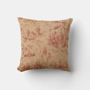 Toile de jouy Floral Vintage Pastoral Landscape Cu Cushion