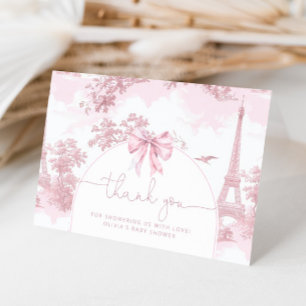 Toile de Jouy French bonjour bebe pink baby shower Thank You Card