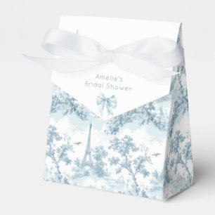 Toile de Jouy French dusty blue Bridal shower Favour Box