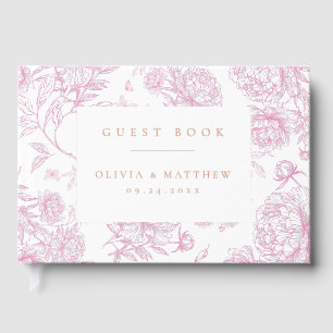 Toile De Jouy French Peony Wedding Guest Book