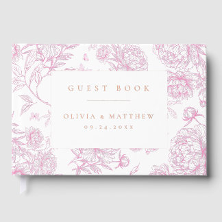 Toile De Jouy French Peony Wedding Guest Book