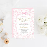 Toile De Jouy Girl Baby Shower with Bow Invitation<br><div class="desc">Toile De Jouy Girl Baby Shower with Bow Invitation</div>