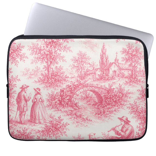 Toile de Jouy Laptop Sleeve (Front)