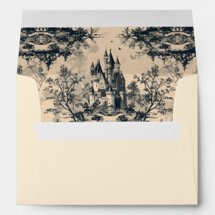 Toile de Jouy Midnight Castle on Aged Ivory Envelope