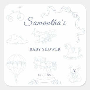 Toile de Jouy Nursery Baby Shower Square Sticker