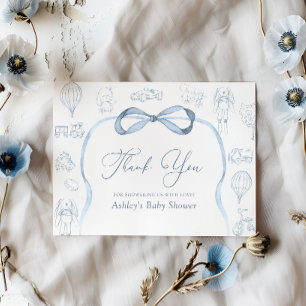 Toile de Jouy Nursery Baby Shower Thank You Card