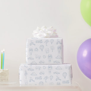 Toile de Jouy Nursery Boy Baby Shower  Wrapping Paper