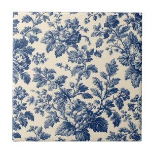 Toile De Jouy Pastoral Countryside Floral Motifs   Tile