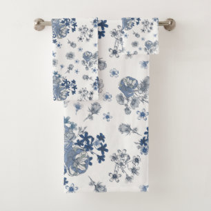 Toile-De-Jouy Pattern Bath Towel Set