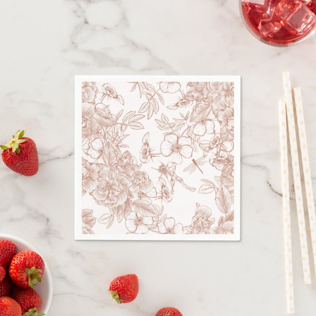 Toile-De-Jouy Pattern Wedding  Napkin (Insitu)