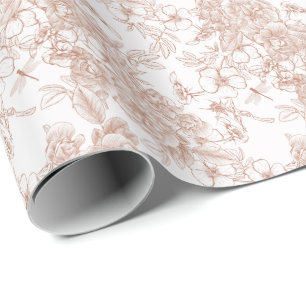 Toile-De-Jouy Pattern Wedding  Wrapping Paper