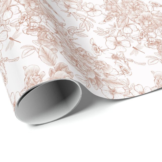 Toile-De-Jouy Pattern Wedding  Wrapping Paper (Roll Corner)