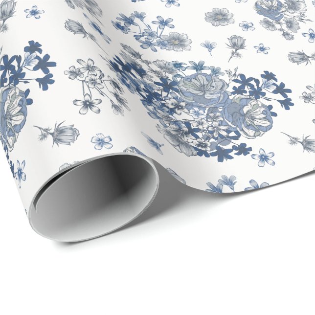 Toile-De-Jouy Pattern Wedding  Wrapping Paper (Roll Corner)