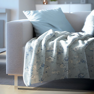 Toile De Jouy Peonies Fleece Blanket