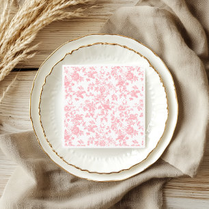 Toile de Jouy Pink Bow Girl First 1st Birthday Napkin