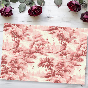 Toile De Jouy Red French Cottage Landscape Tissue Paper