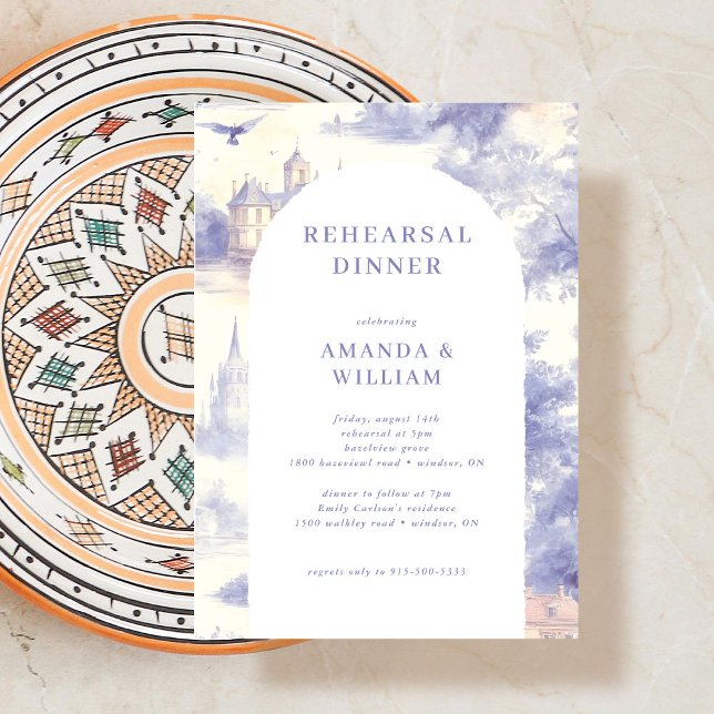 Toile de jouy Rehearsal Dinner Invitation (Creator Uploaded)
