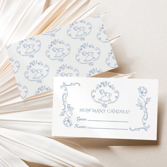 Toile de jouy Rocking horse How many candies Enclosure Card (Creator Uploaded)