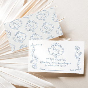 Toile de jouy Rocking horse vintage Diaper raffle Enclosure Card