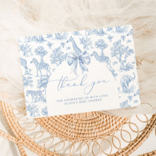 Toile de Jouy Safari animals Baby shower Thank You Card
