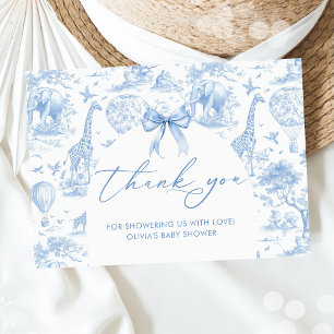 Toile de Jouy Safari animals Baby shower Thank You Card