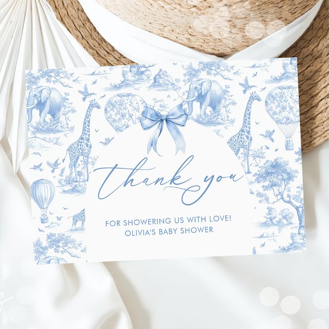 Toile de Jouy Safari animals Baby shower Thank You Card (Creator Uploaded)