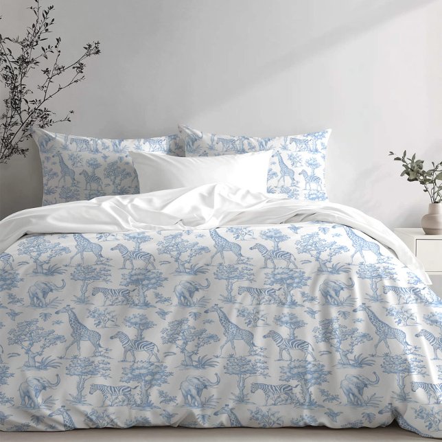 Toile de Jouy Safari animals blue Pillowcase (Creator Uploaded)