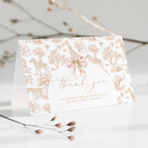 Toile de Jouy Safari animals Boho Baby shower Thank You Card