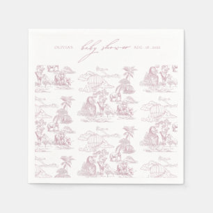 Toile De Jouy Safari Baby Girl Shower Napkin