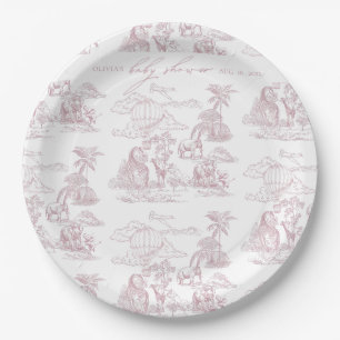 Toile De Jouy Safari Baby Girl Shower  Paper Plate