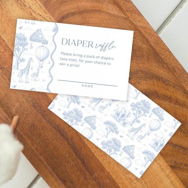 Toile De Jouy Safari Baby Shower Diaper Raffle Business Card (Creator Uploaded)