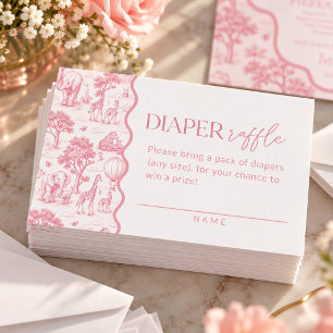 Toile De Jouy Safari Baby Shower Diaper Raffle Business Card