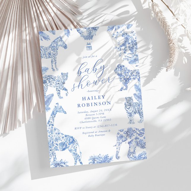 Toile De Jouy Safari Baby Shower Invitation (Creator Uploaded)