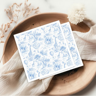 Toile de Jouy Safari Blue Baby Shower Napkins