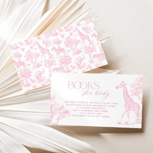 Toile de jouy Safari Books for baby ticket Pink Enclosure Card