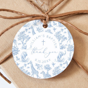 Toile de Jouy Safari Boy Baptism Thank you Favour Tags
