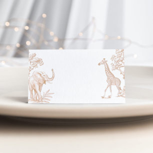 Toile de jouy Safari minimalist baby shower Place Card