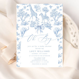 Toile de Jouy Safari Oh Boy Baby shower Invitation