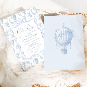 Toile de Jouy Safari Oh Boy Baby shower Invitation