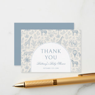 Toile De Jouy Safari Pastel Blue Baby Shower  Enclosure Card