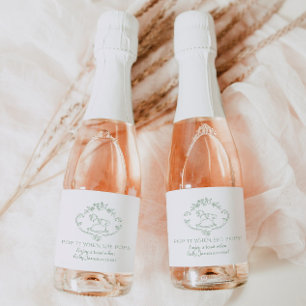 Toile de jouy Sage green Pop it when she pops Sparkling Wine Label