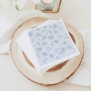 Toile de Jouy Something Blue Floral bridal shower Napkin