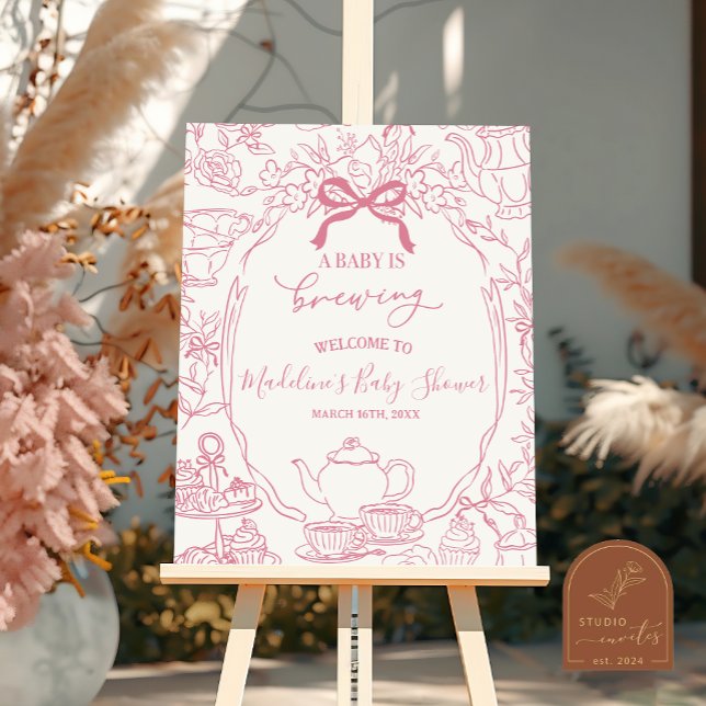 Toile de Jouy Tea Baby Shower Welcome Sign (Creator Uploaded)