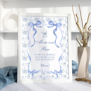 Toile De Jouy Teddy Bear Baby Shower Mum-osa Bar Poster