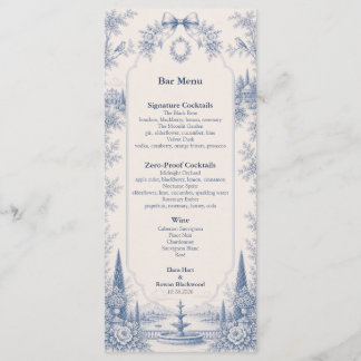 Toile de Jouy Venue Story Wedding Bar Menu