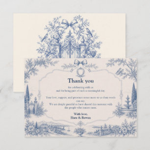 Toile de Jouy Venue Story Wedding Thank You Card