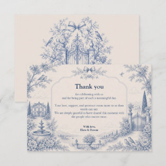 Toile de Jouy Venue Story Wedding Thank You Card