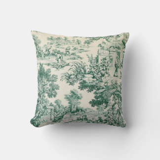 Toile de Jouy vert Cushion